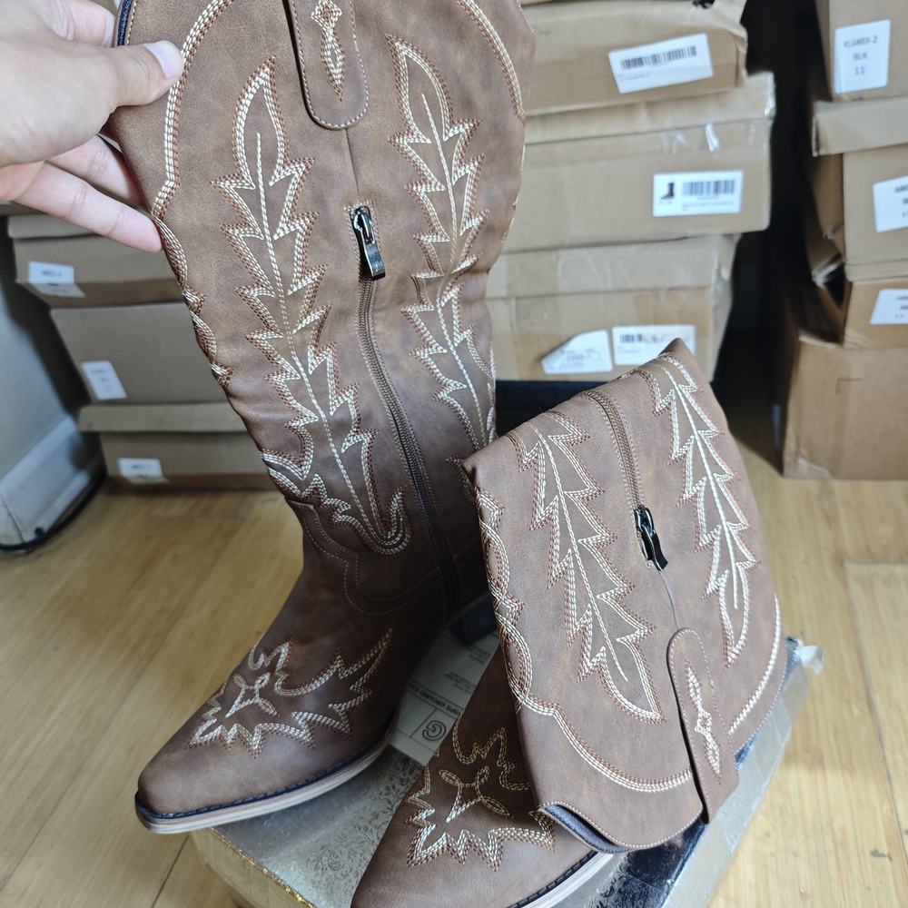 Brown Western Embroidered Women's Boots